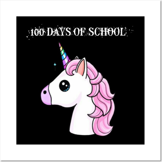 100 Days Of School Unicorn Wall Art by ERRAMSHOP